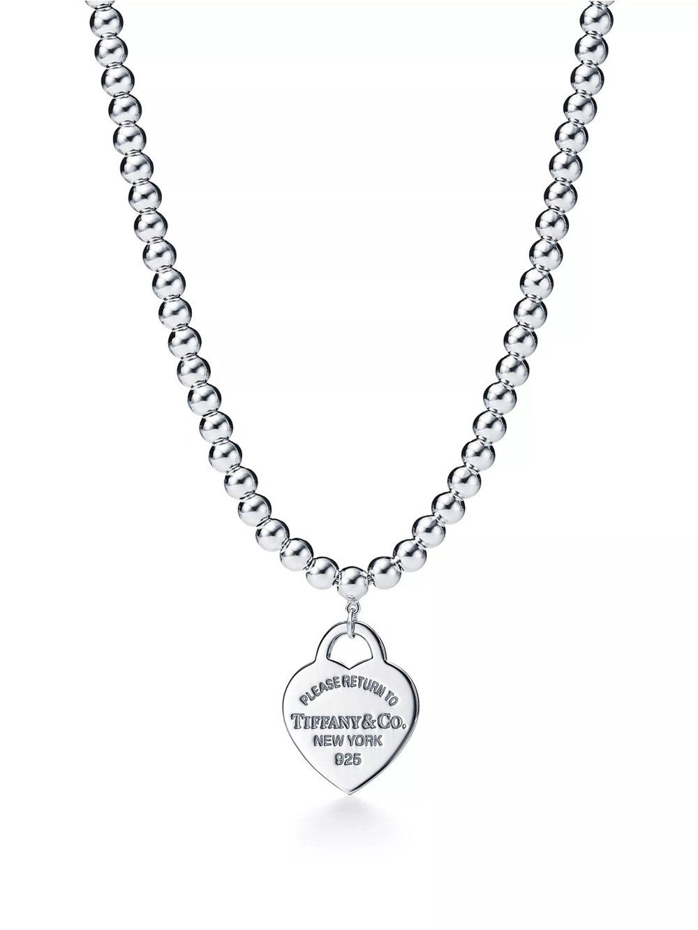 Tiffany & Co. Return to Tiffany Heart Tag Bead Necklace 16" - Pristine Condition